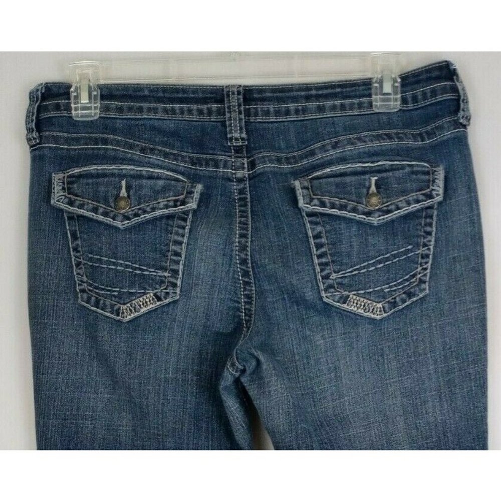 ANA Distressed Whiskered Thick Stitched Dark Wash Jeans Size 14S